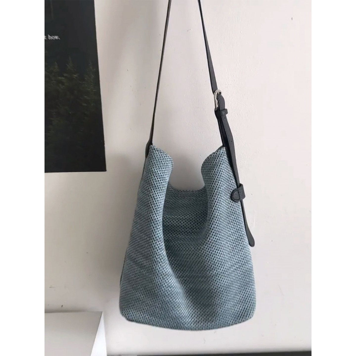 Women Flyknit Mesh Shoulder Tote Bag, Large Capacity Hobo Bag