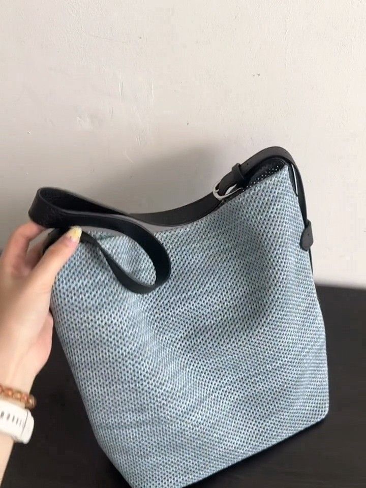 Women Flyknit Mesh Shoulder Tote Bag, Large Capacity Hobo Bag
