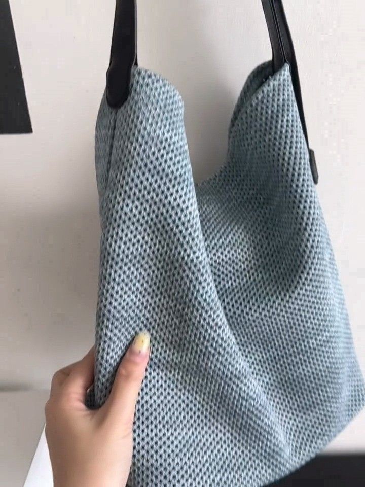 Women Flyknit Mesh Shoulder Tote Bag, Large Capacity Hobo Bag