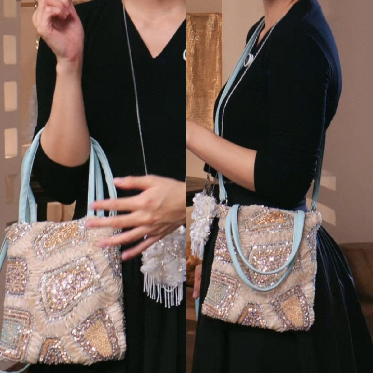 Vintage Embroidered Sequin Beaded Tote Handbag, 2026 Spring Summer Small Square Bag