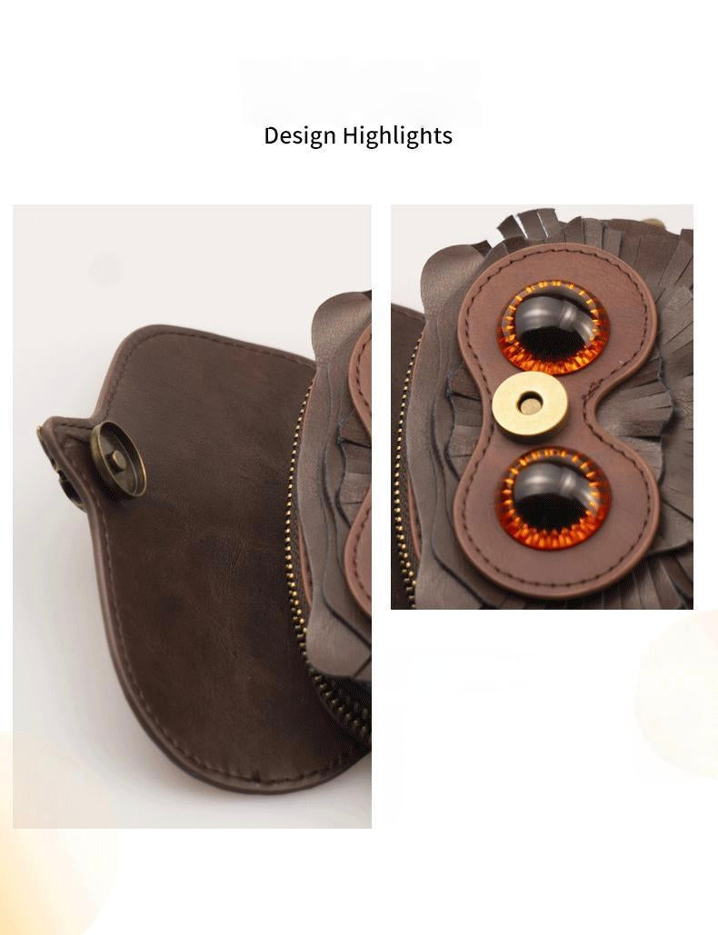 Vintage Owl Mini Crossbody Bag, Unique Retro PU Leather Small Shoulder Phone Purse for Women
