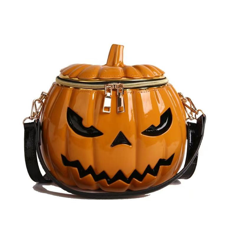Halloween Pumpkin Crossbody Bag, Novelty 3D Jack-o'-Lantern Shoulder Purse for Holiday Party