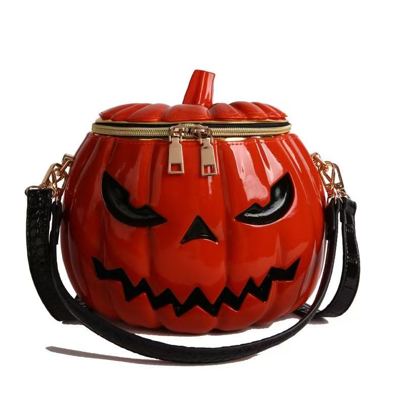 Halloween Pumpkin Crossbody Bag, Novelty 3D Jack-o'-Lantern Shoulder Purse for Holiday Party