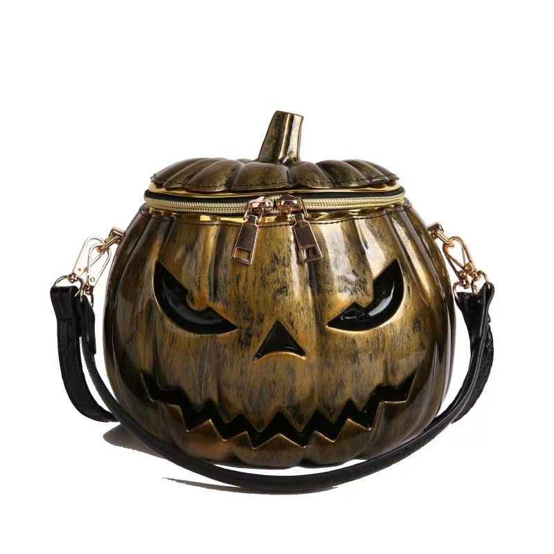 Halloween Pumpkin Crossbody Bag, Novelty 3D Jack-o'-Lantern Shoulder Purse for Holiday Party
