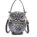 Novelty 3D Owl Crossbody Purse, Embossed Cowhide Leather Statement Handbag