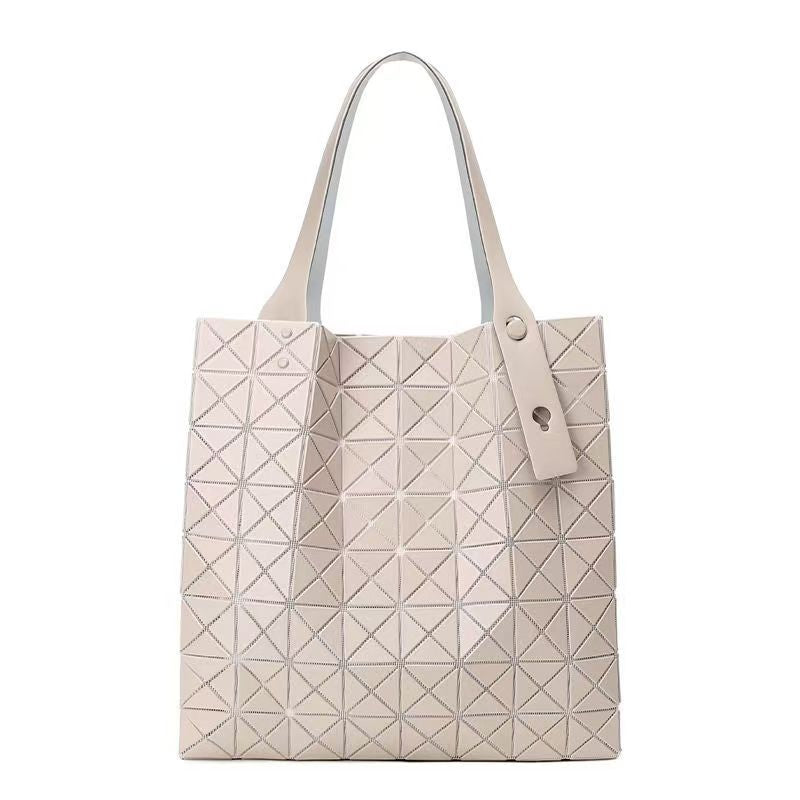 Geometric Origami Tote Bag, Grid Panel PVC Large Capacity Shoulder Handbag