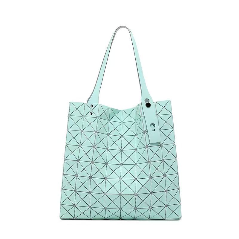 Geometric Origami Tote Bag, Grid Panel PVC Large Capacity Shoulder Handbag