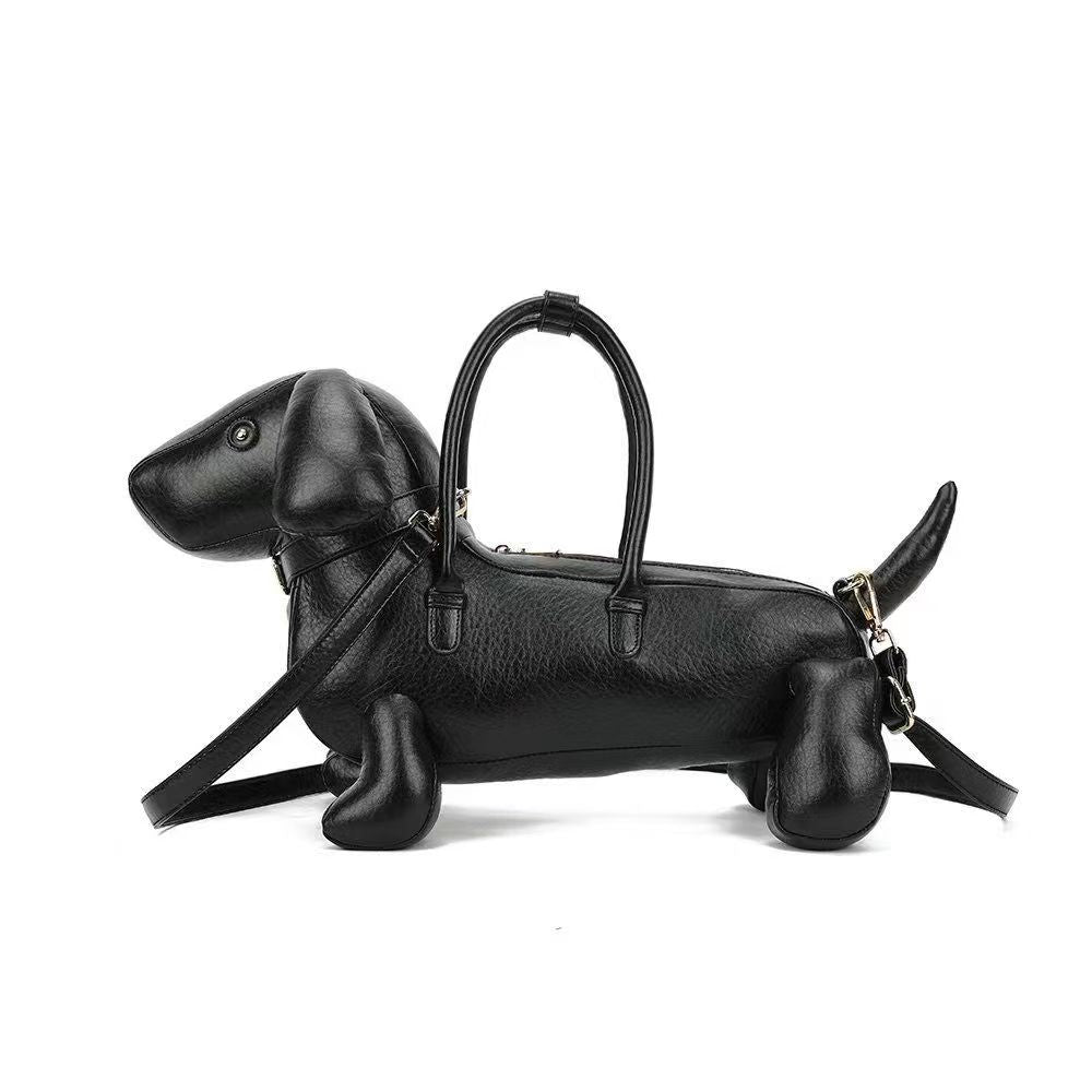 Cute Dachshund Dog Shape Handbag, Novelty PU Animal Crossbody Shoulder Bag