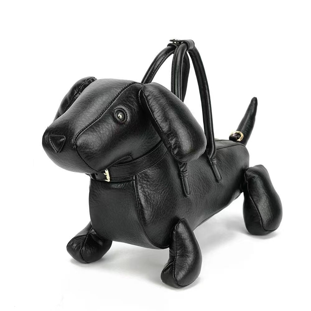 Cute Dachshund Dog Shape Handbag, Novelty PU Animal Crossbody Shoulder Bag