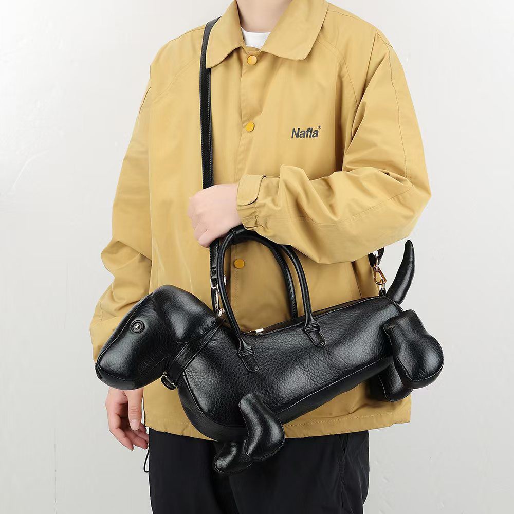 Cute Dachshund Dog Shape Handbag, Novelty PU Animal Crossbody Shoulder Bag