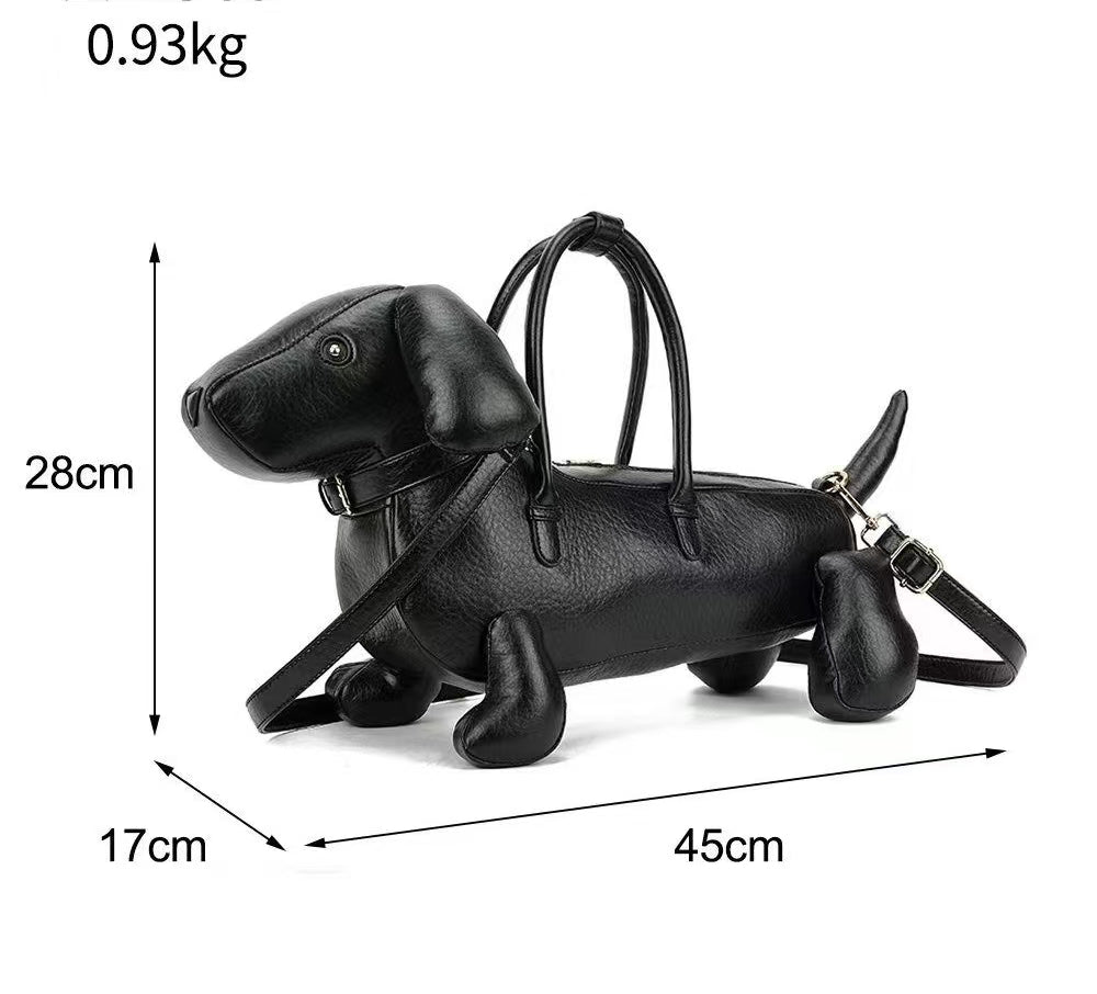 Cute Dachshund Dog Shape Handbag, Novelty PU Animal Crossbody Shoulder Bag