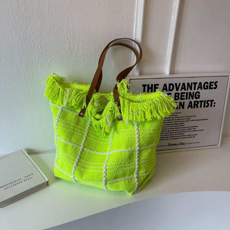 Large Capacity Fringe Tote Bag, Women Canvas Shoulder Handbag for Daily Commute