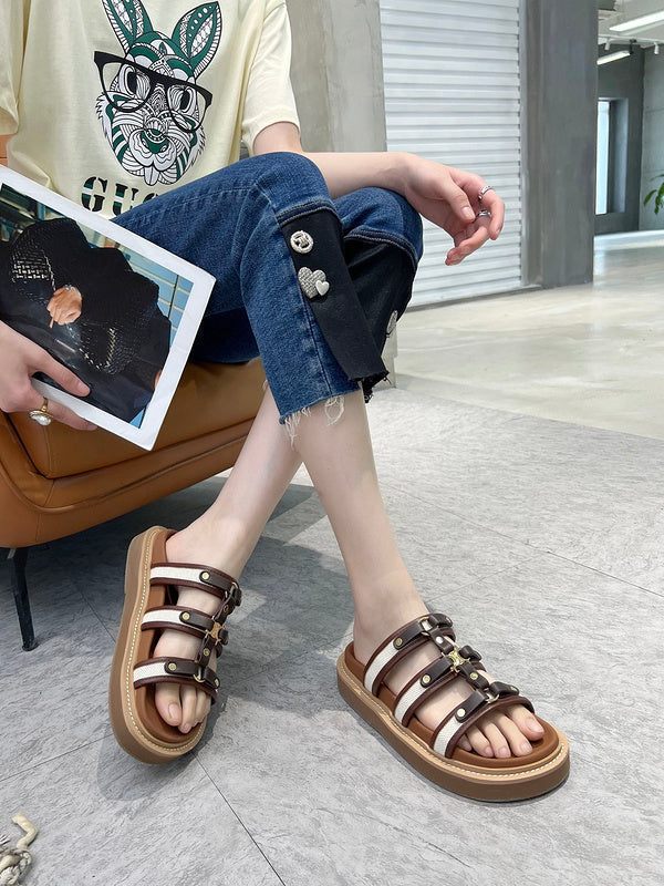 MBCS10 Leather Slippers Size 35-41 Shoes with Box